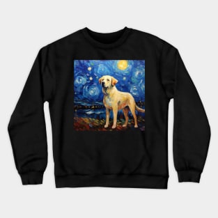 Yellow Anatolian Shepherd Dog painted in Starry Night style Crewneck Sweatshirt